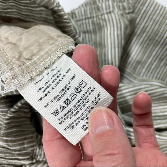 Anthropologie Olive Stripe Linen Pants Size XS Tapered Leg - Picture 4 of 9